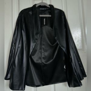 Black Long Leather Jacket Blazer